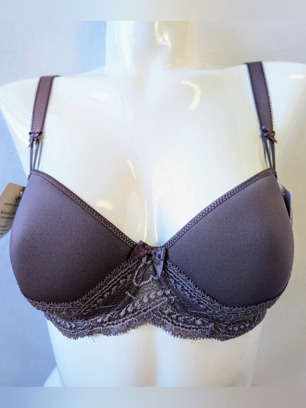 Simone Perele Eden 3D Spacer Bra Charcoal Grey Lace Molded Underwire Sz 30H NWT